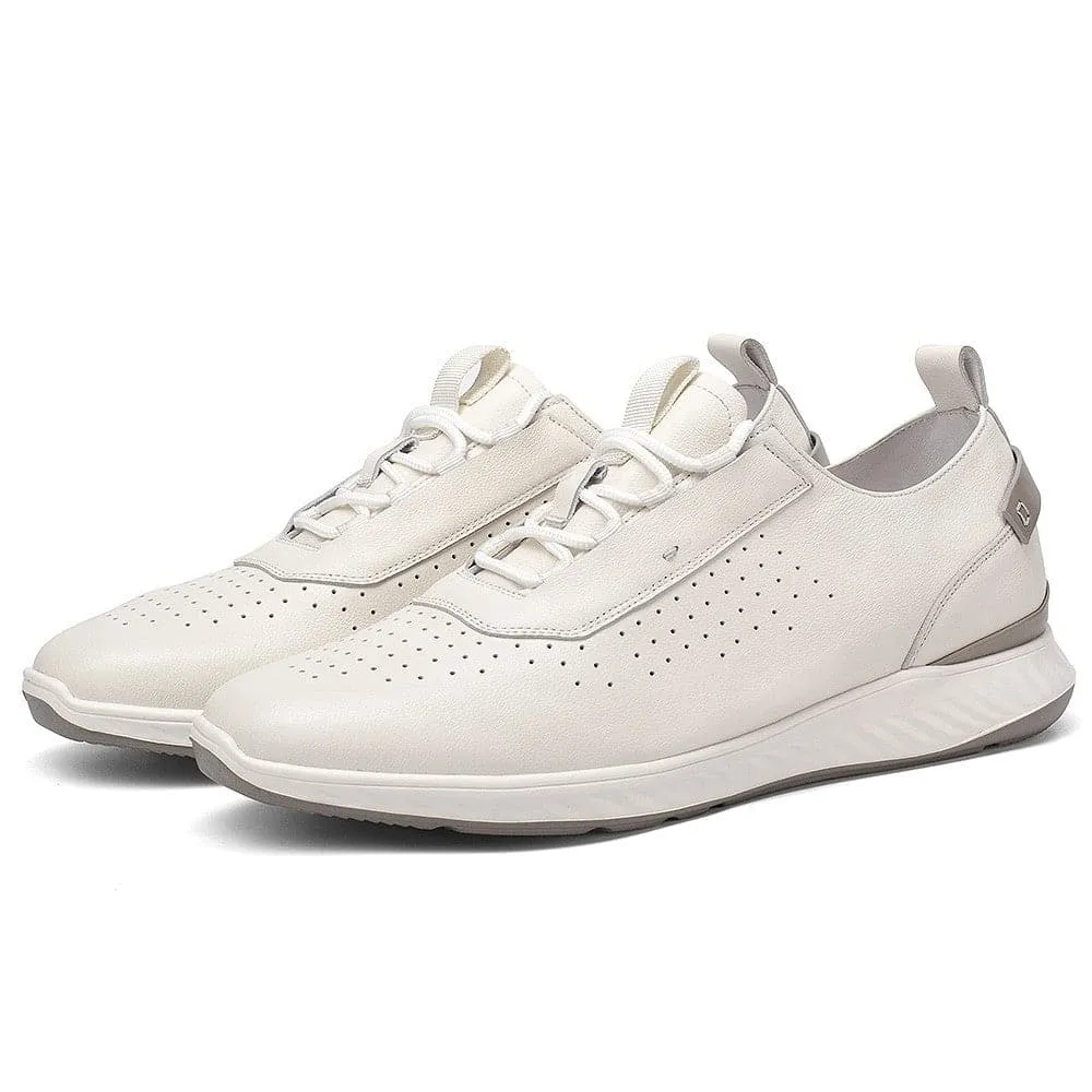 6CM / 2.36 Inches CMR CHAMARIPA Men's White Leather Casual Sneakers- Perfect for Sports and Everyday Wear