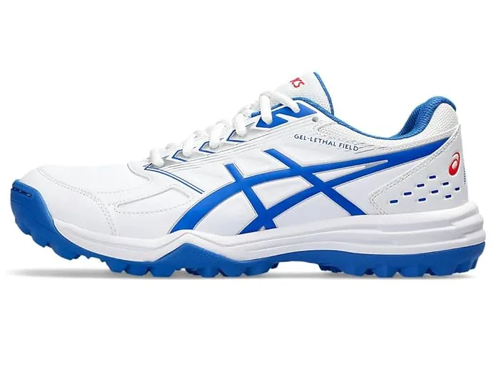 Asics Gel Lethal Field White/Tuna Blue Cricket Rubber Spike Shoes