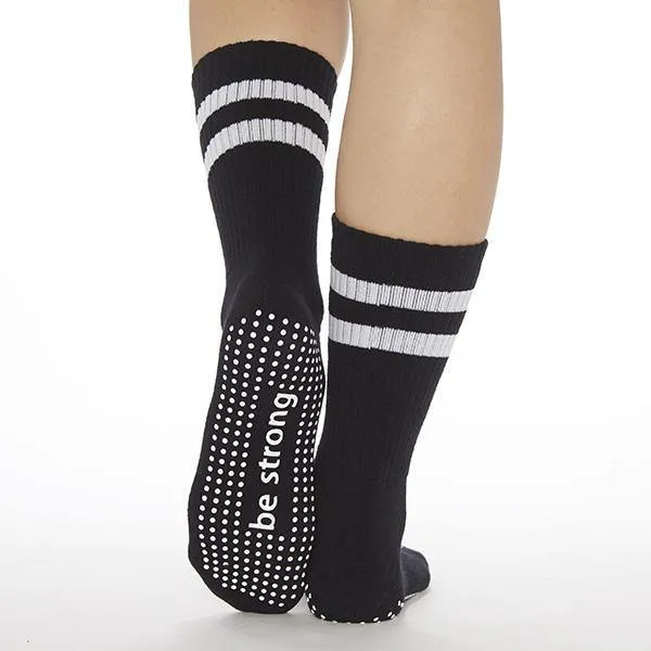 Be Strong Crew Grip Socks - Black (Barre / Pilates)