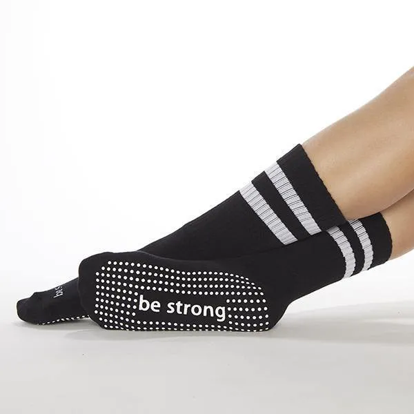 Be Strong Crew Grip Socks - Black (Barre / Pilates)