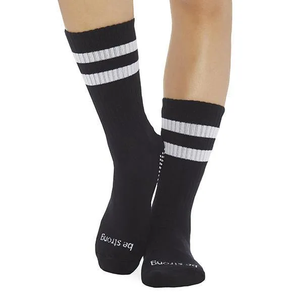 Be Strong Crew Grip Socks - Black (Barre / Pilates)