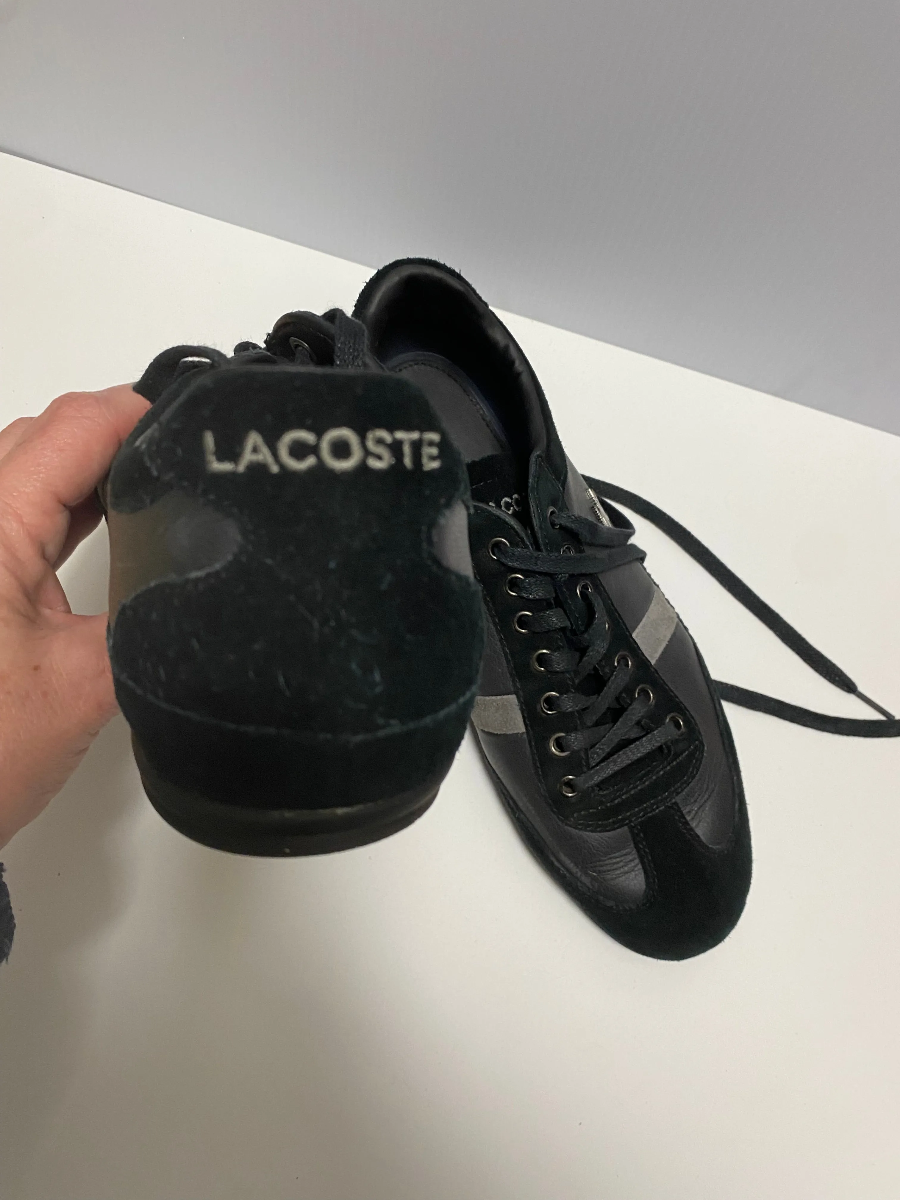 Black Lacoste Trainers size 7 UK Leather/Suede