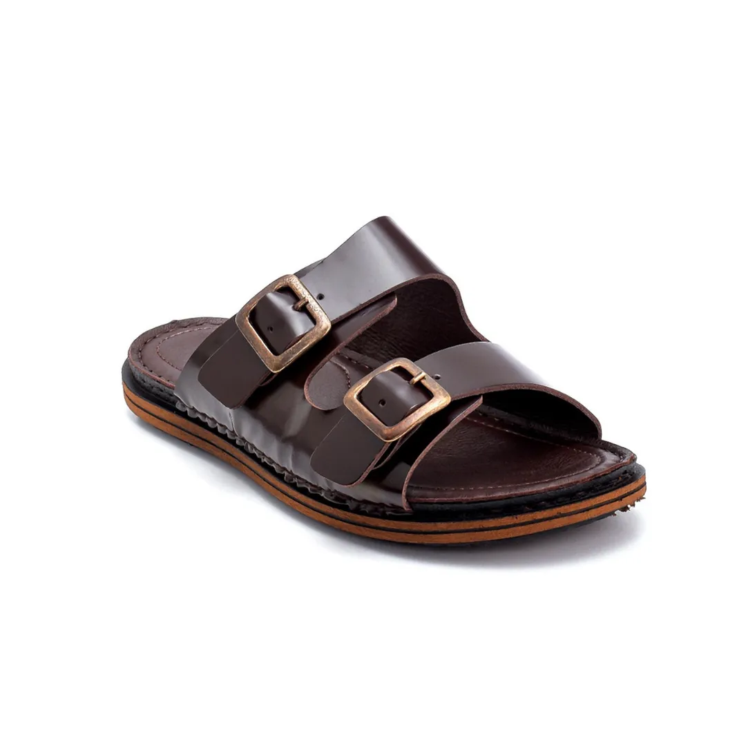 Brown Men Leather Slipper