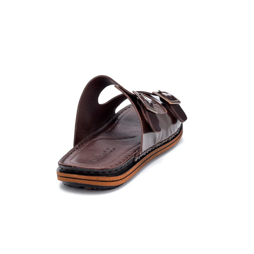 Brown Men Leather Slipper