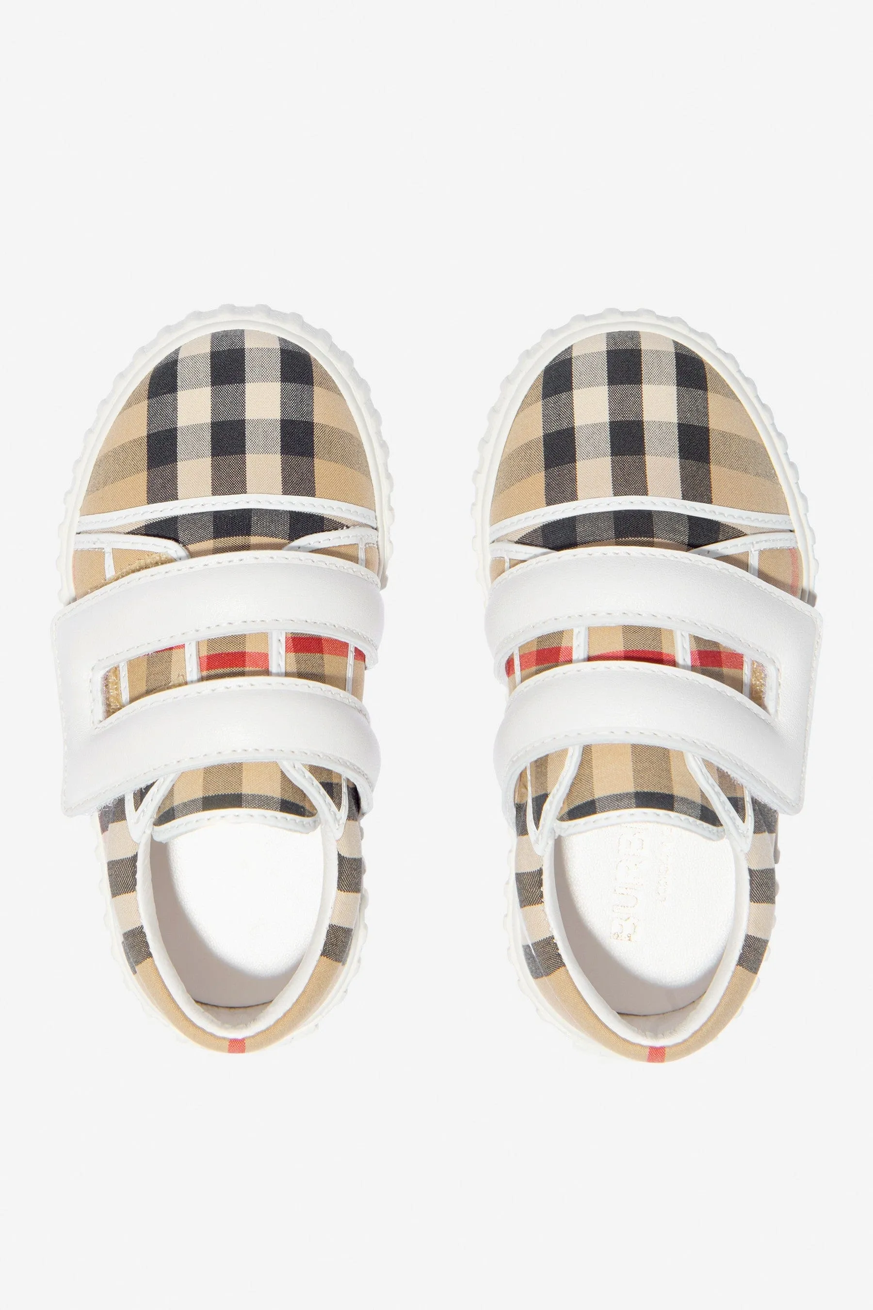 Burberry Baby Vintage Check Mark Trainers In Beige