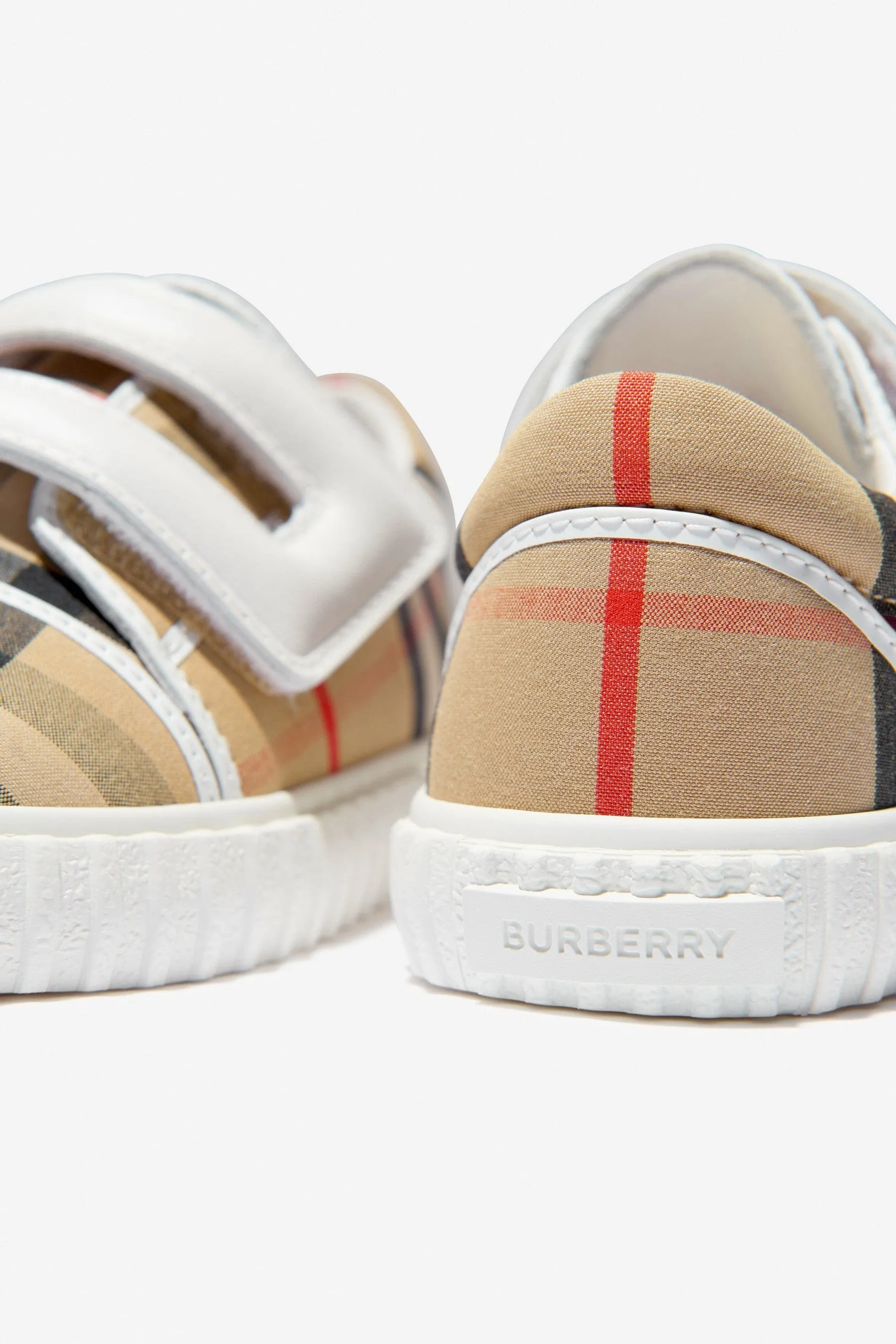 Burberry Baby Vintage Check Mark Trainers In Beige