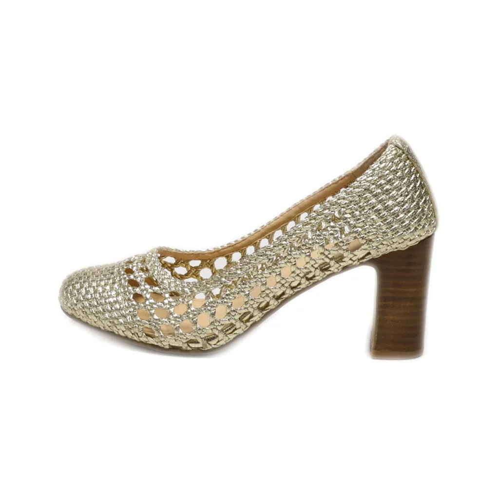 Camaieu High-Heel Shoes Fabric Gold Colour For Women