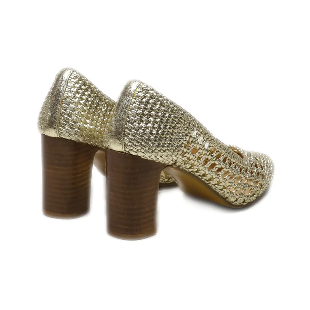 Camaieu High-Heel Shoes Fabric Gold Colour For Women