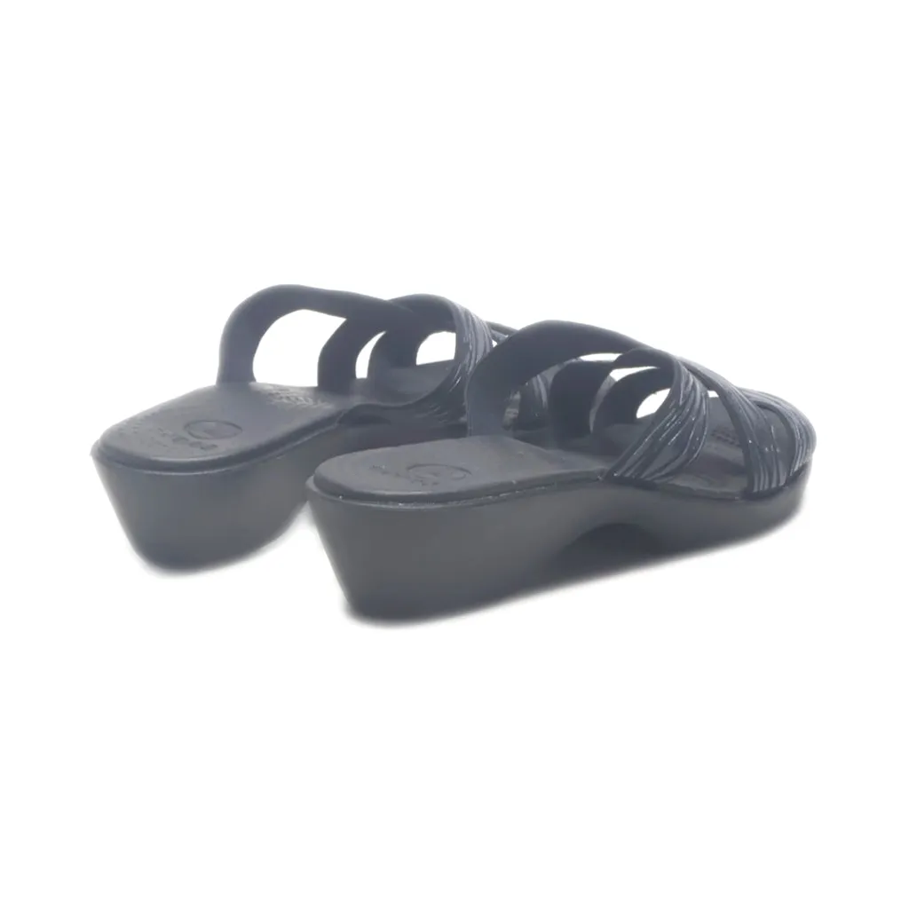 Crocs Wedge Sandals Rubber Black Colour For Women