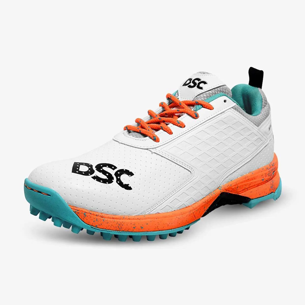 DSC Jaffa 22 Cricket Shoes - White/Orange - Rubber Sole - Adult & Kids