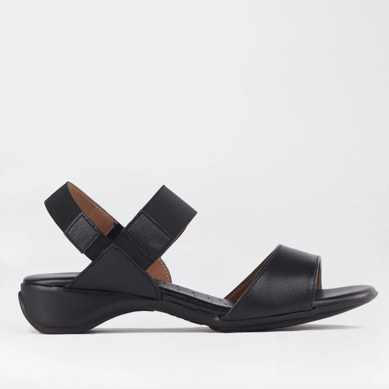 Elasticated Slingback Sandal in Black - 12550