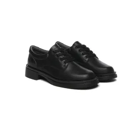 EVERAU® Senior Black Leather Lace Up School Shoes