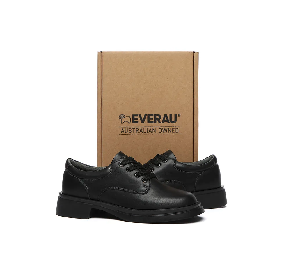 EVERAU® Senior Black Leather Lace Up School Shoes