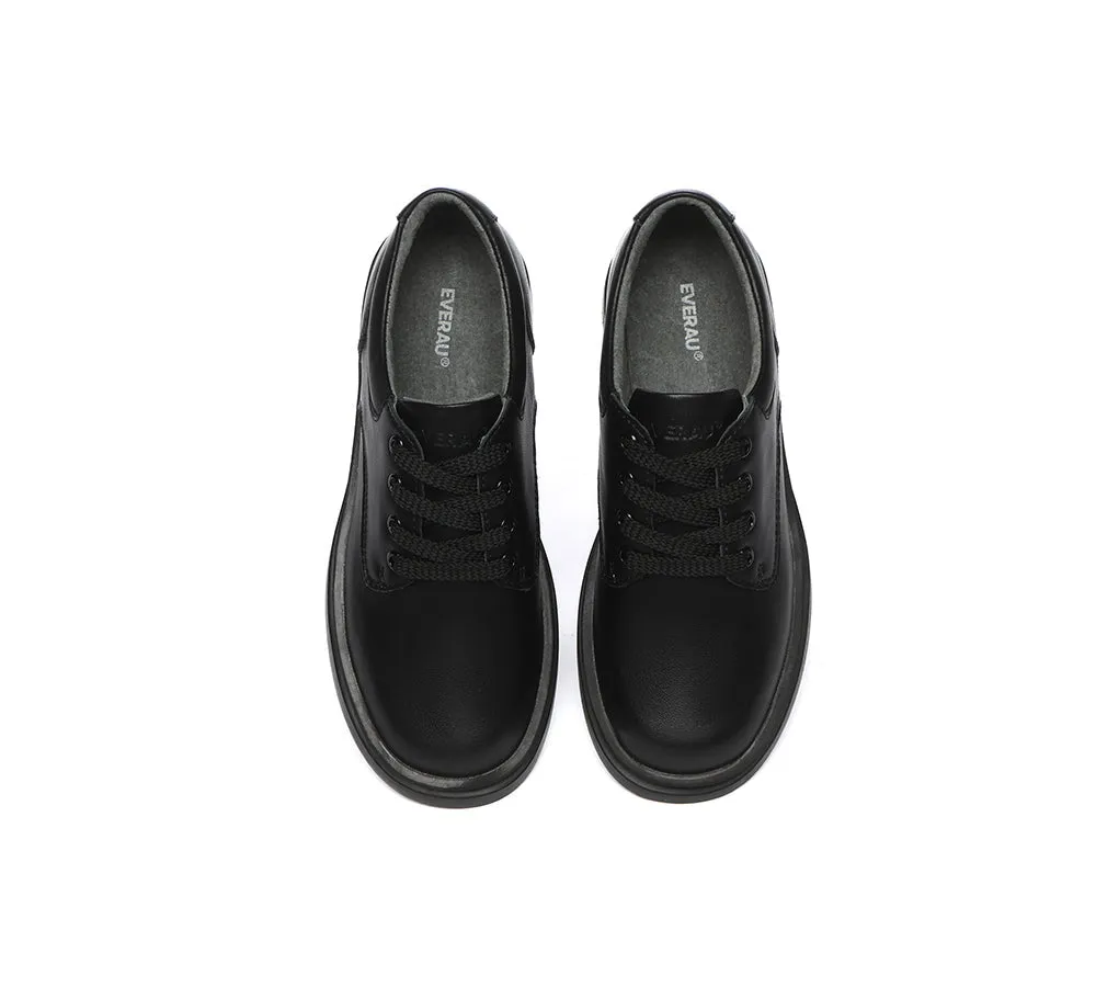 EVERAU® Senior Black Leather Lace Up School Shoes