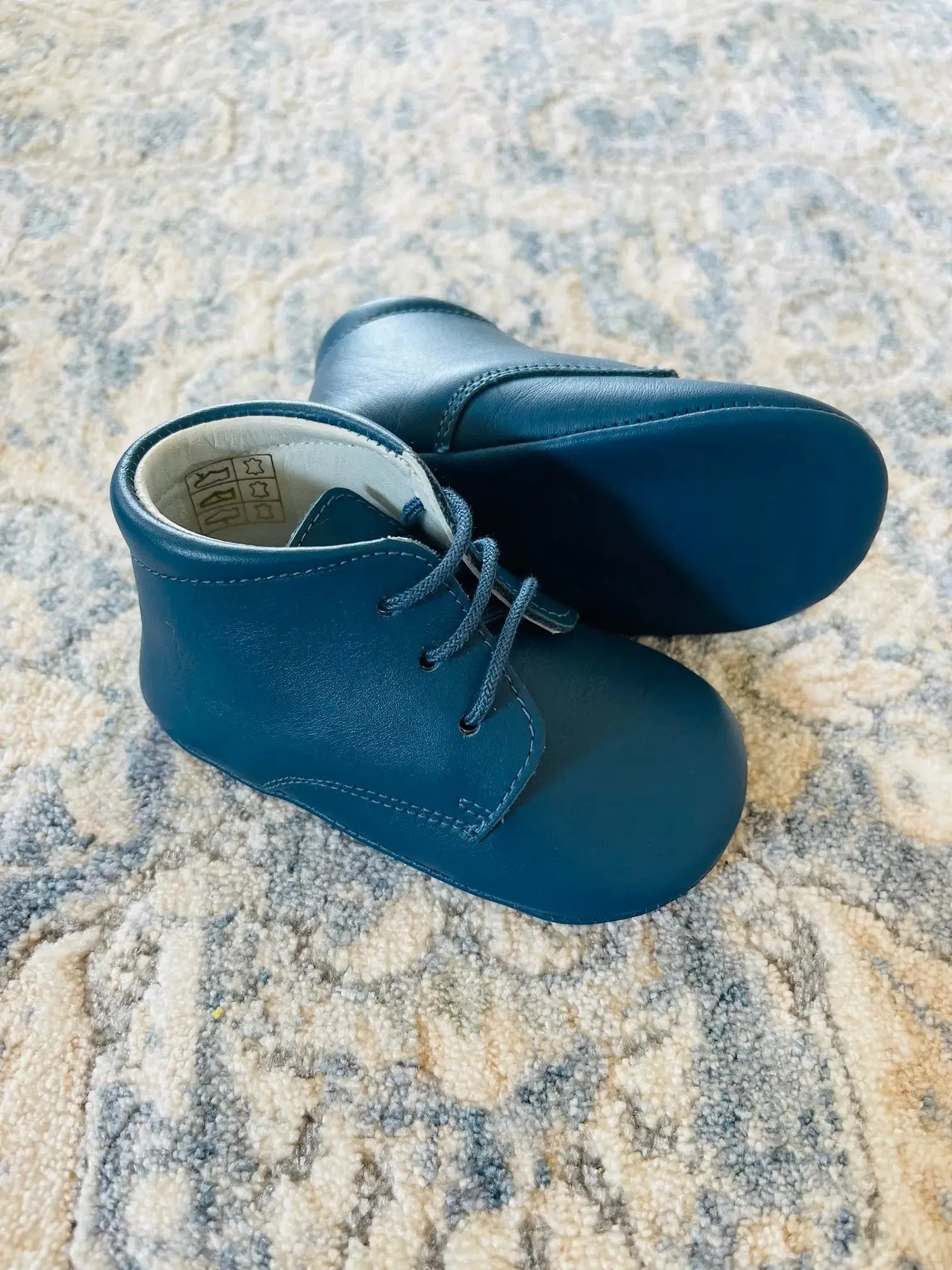 Gabriel- Navy Leather Baby Booties