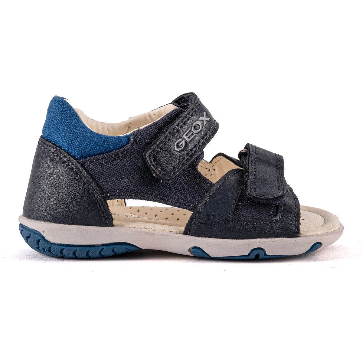 Geox Elba Flat Sandals Leather Blue Colour For Kids