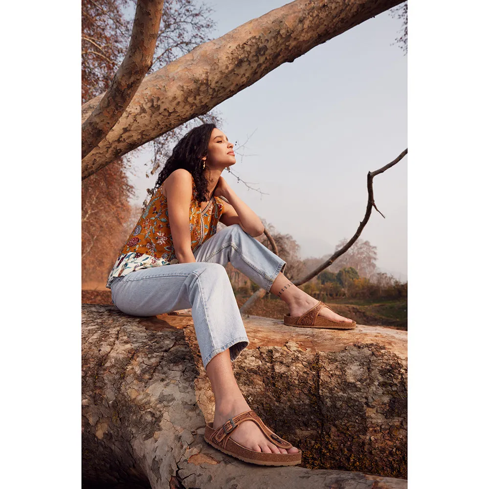 Grashius Western Hand-Tooled Sandals