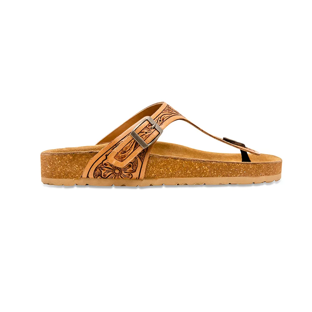 Grashius Western Hand-Tooled Sandals