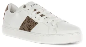 Guess Todi 4G Logo In White Brown For Men