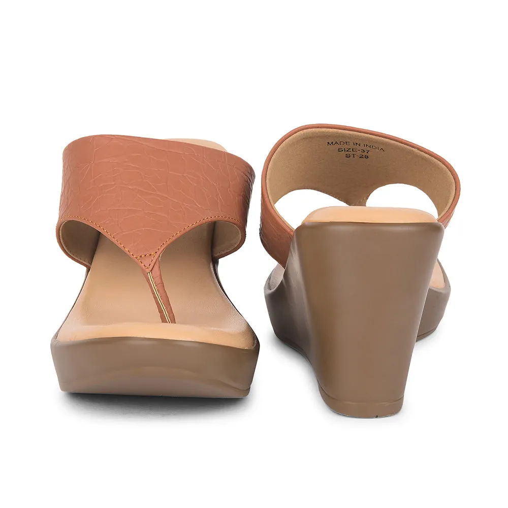 Healers By Liberty ST-28 Wedges Heels Sandal For Women - Tan