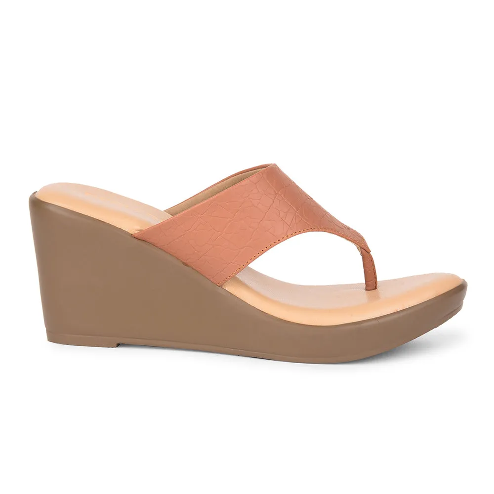 Healers By Liberty ST-28 Wedges Heels Sandal For Women - Tan