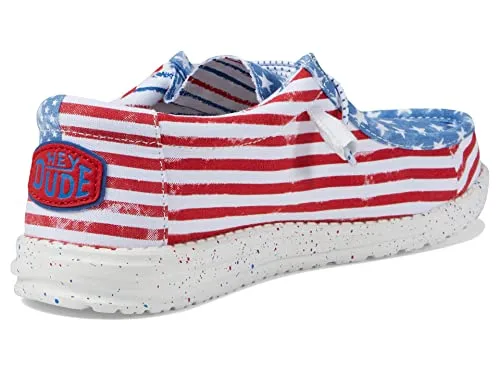 Hey Dude Men's Wally Patriotic Stars and Stripes Size 11 | Men’s Shoes | Men's Lace Up Loafers | Comfortable & Light-Weight