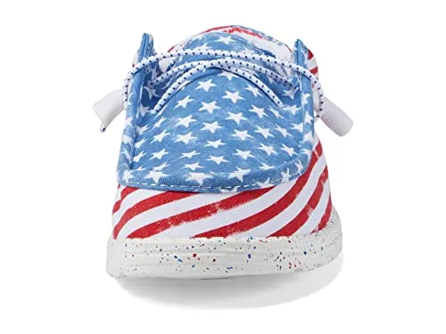 Hey Dude Men's Wally Patriotic Stars and Stripes Size 11 | Men’s Shoes | Men's Lace Up Loafers | Comfortable & Light-Weight