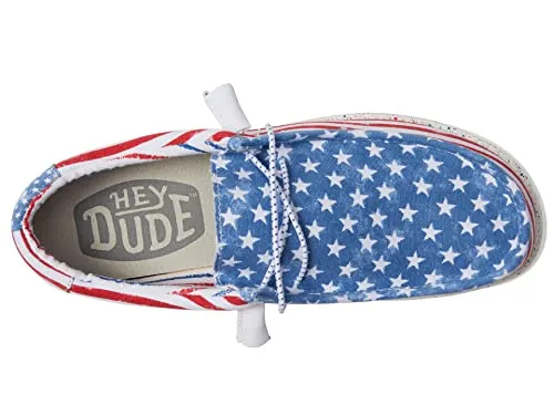 Hey Dude Men's Wally Patriotic Stars and Stripes Size 11 | Men’s Shoes | Men's Lace Up Loafers | Comfortable & Light-Weight