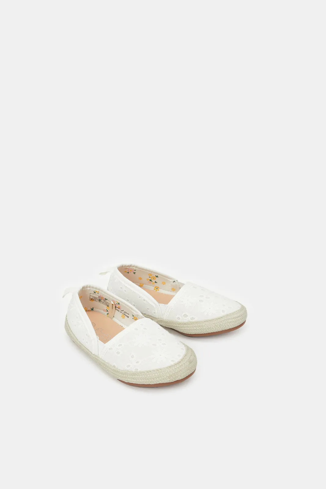 Infant Girls White Embroidered Espadrilles