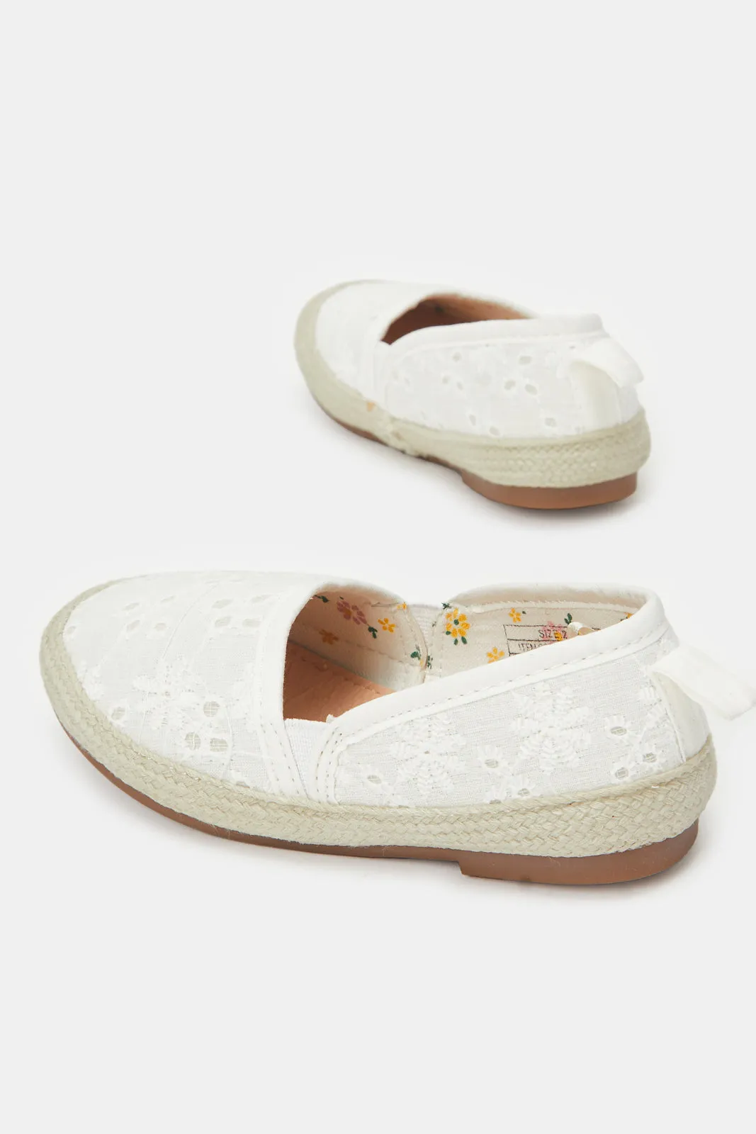 Infant Girls White Embroidered Espadrilles