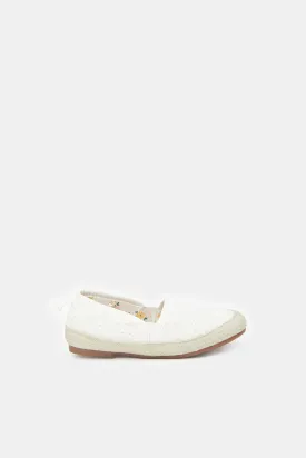 Infant Girls White Embroidered Espadrilles