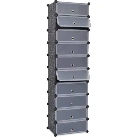 Interlocking Shoe Organiser with 10 Compartments Black