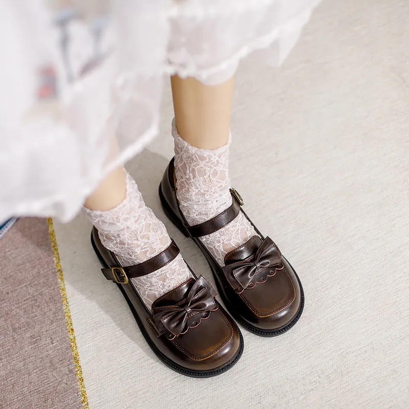 Japanese Preppy Style Retro Bow Mary Jane Shoes Women's Shoes