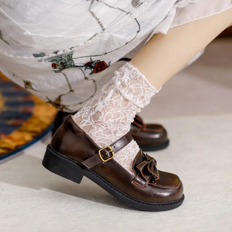 Japanese Preppy Style Retro Bow Mary Jane Shoes Women's Shoes