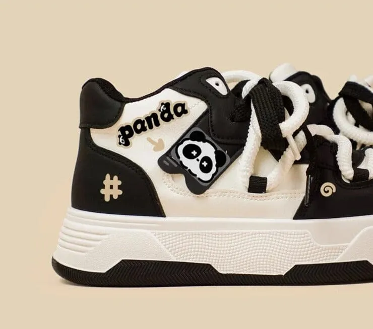 Kawaii Panda Chunky Mid Top Shoes - Women's