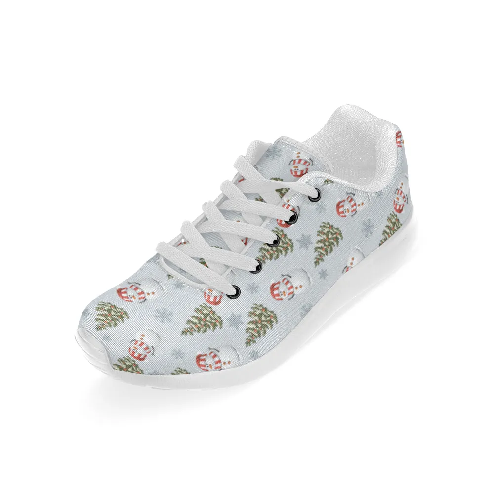 Kid's Snowman Christmas Print Canvas Sneakers (White)