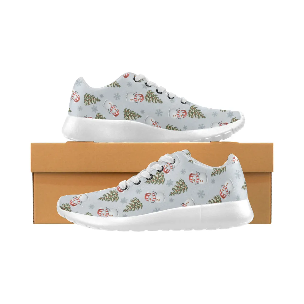 Kid's Snowman Christmas Print Canvas Sneakers (White)