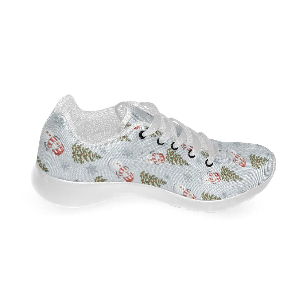 Kid's Snowman Christmas Print Canvas Sneakers (White)