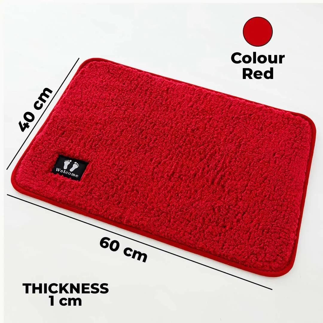 Kuber Industries Floor |Stylish Door Mat|Durable & Easy to Maintain|Multi-Utility Floor for Living Room,Bedroom,Bathroom,Kitchen,Entrances|40 x 60 cm,Red, Pack of 10