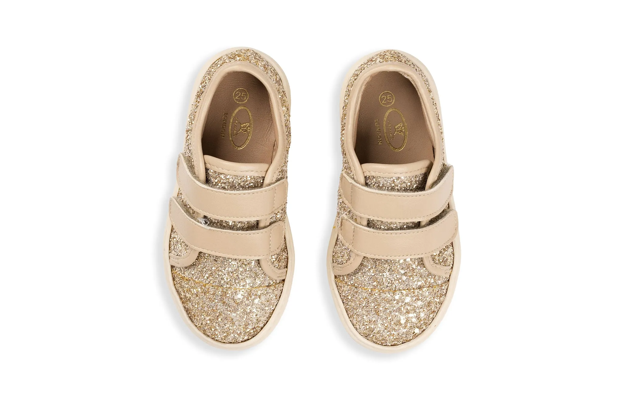 Marmo Soft Gold Glitter Velcro Trainers