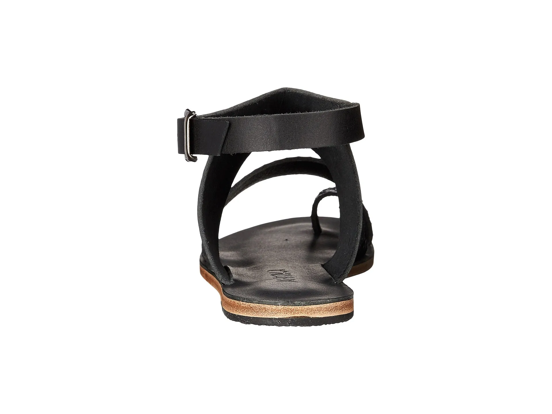 Melrose Avenue - Toe Loop With Snake Skin Leather Sandal | Black