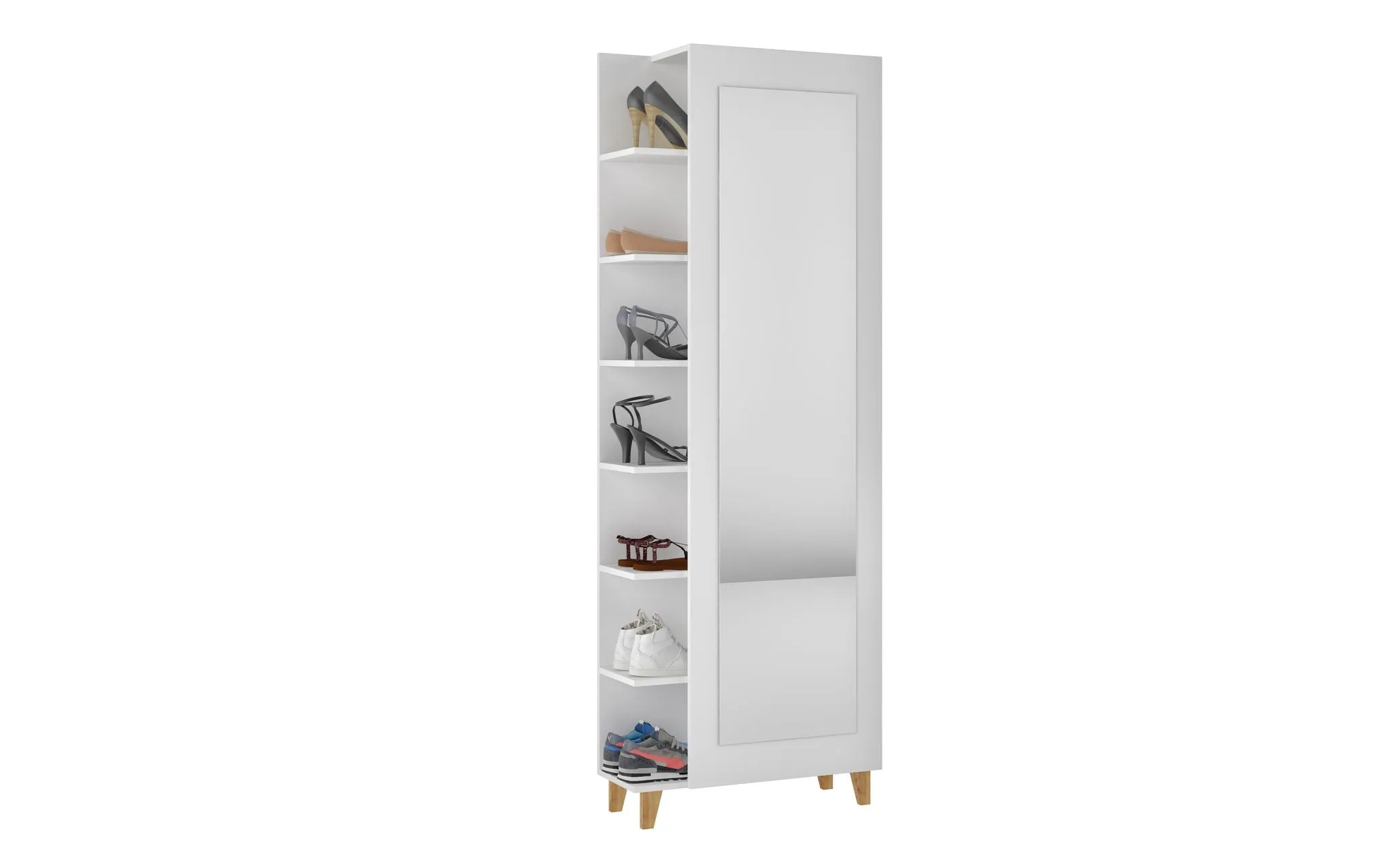 Minetta 14-Pair Mid-Century Shoe Closet in White