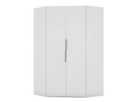 Mulberry 2.0 Modern Corner Wardrobe Closet with 2 Hanging Rods in White