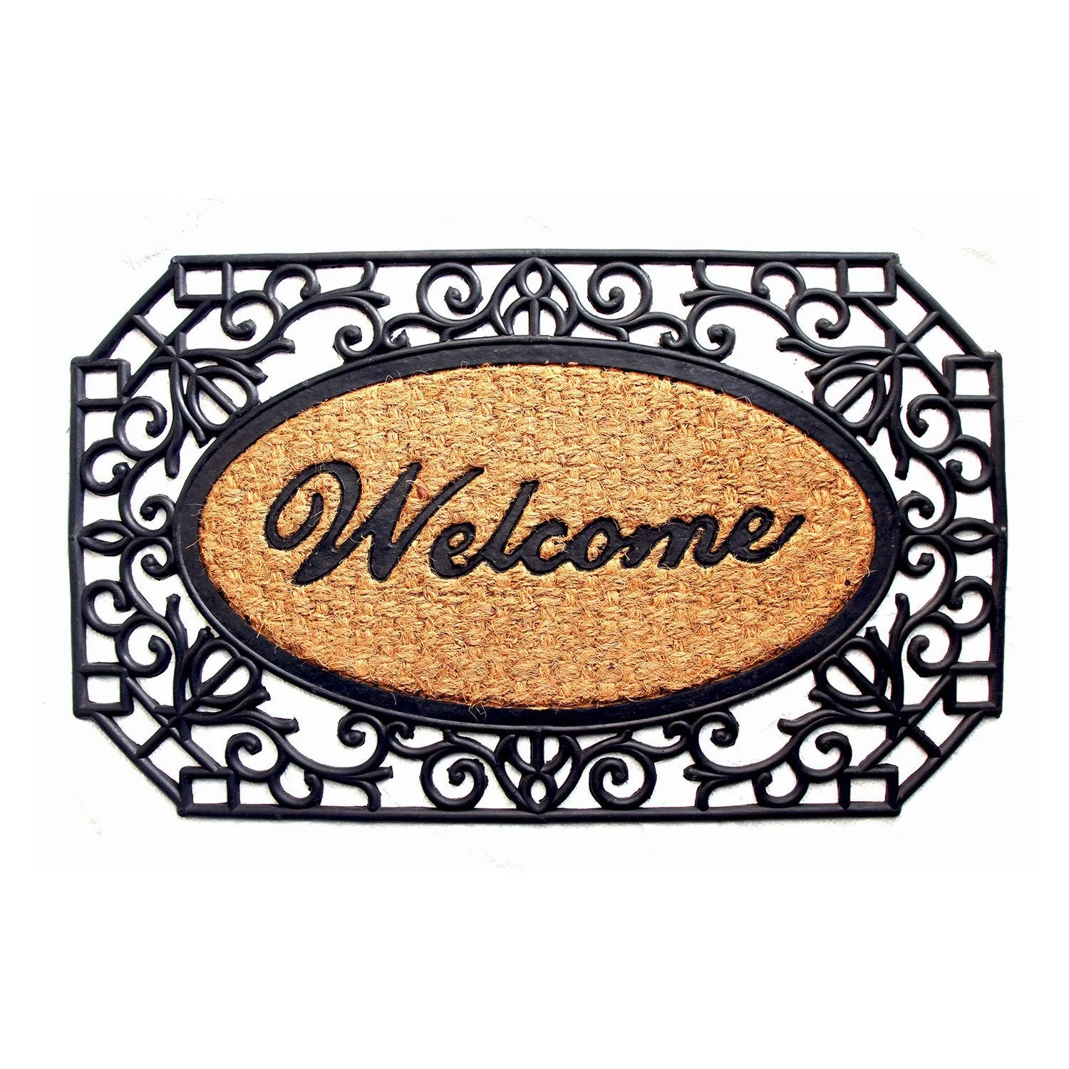 OnlyMat Rubber and Coir Moulded Rustic Iron Welcome Mat