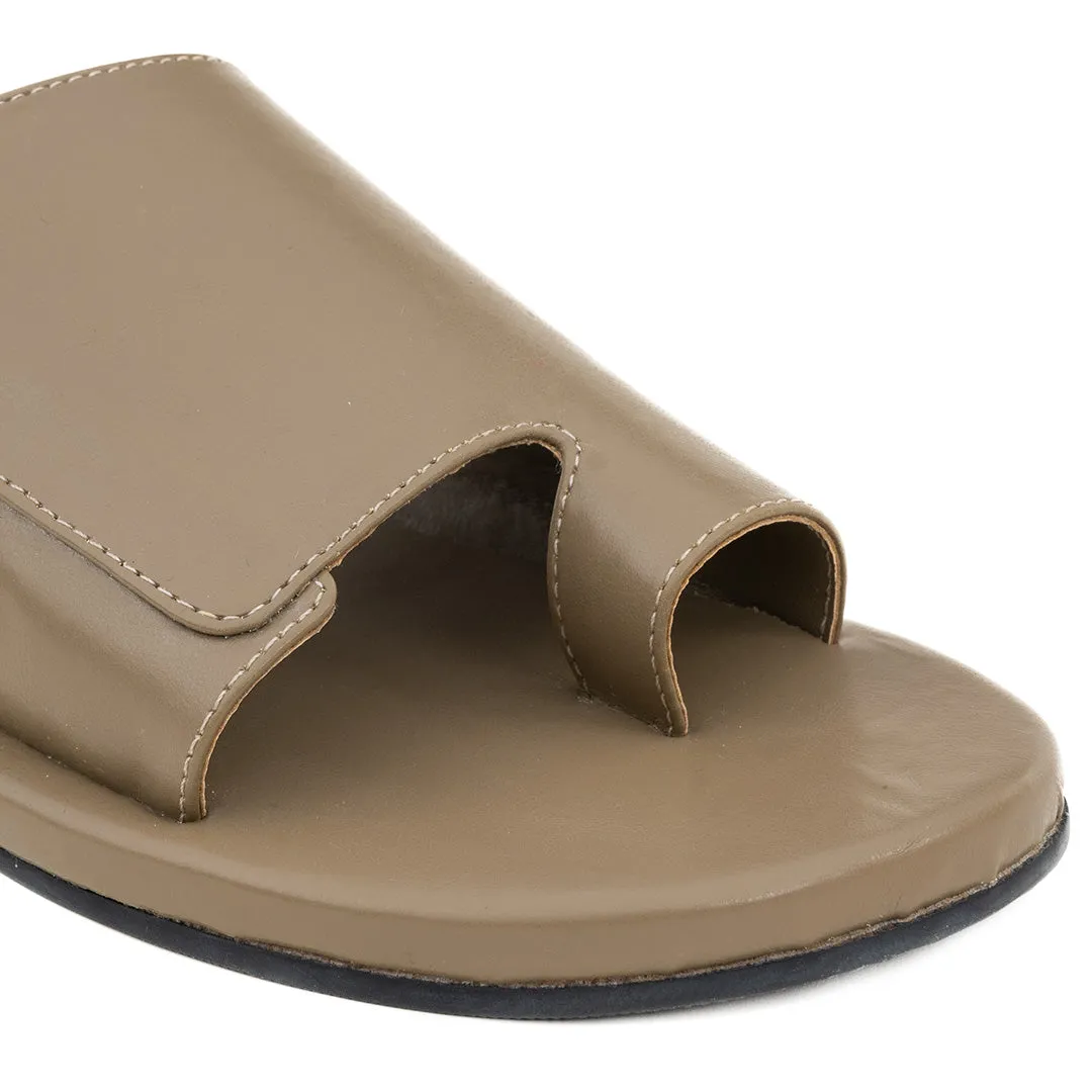 Paaduks Iru Cloak Beige Vegan Leather Slides for Men