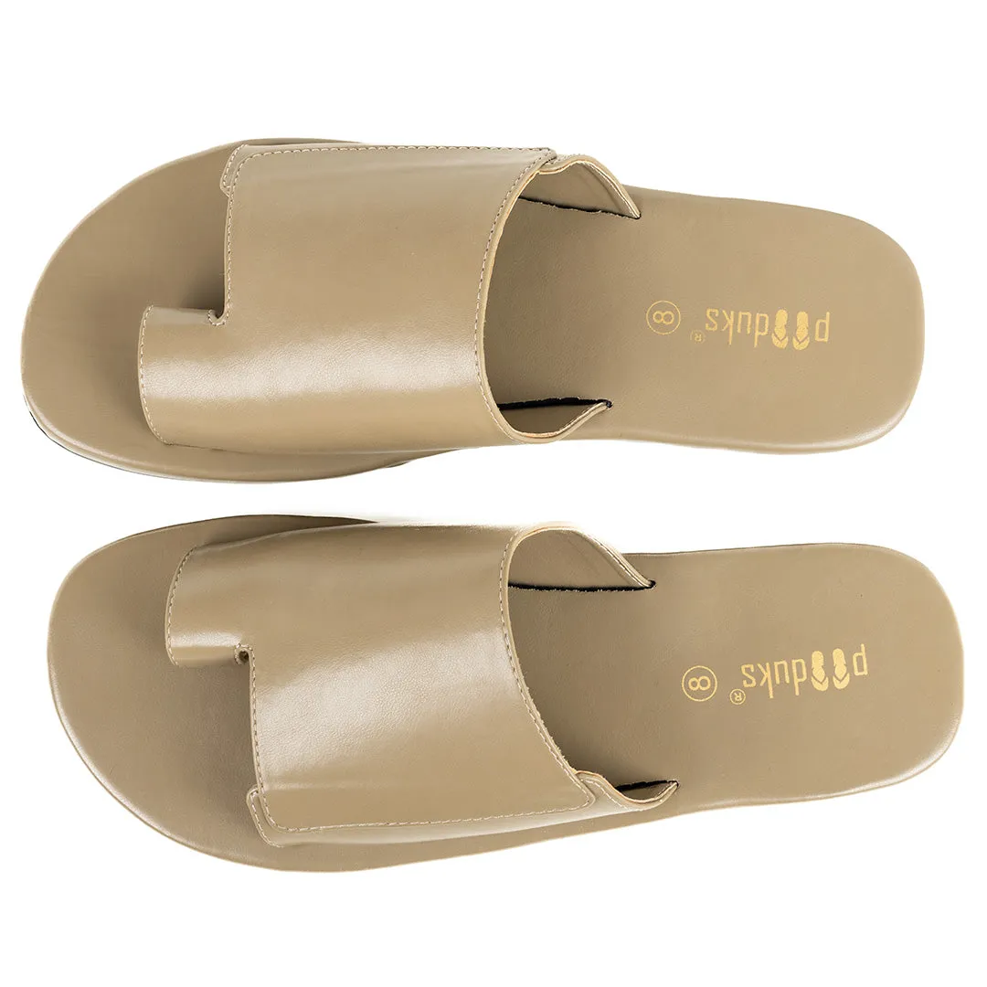 Paaduks Iru Cloak Beige Vegan Leather Slides for Men