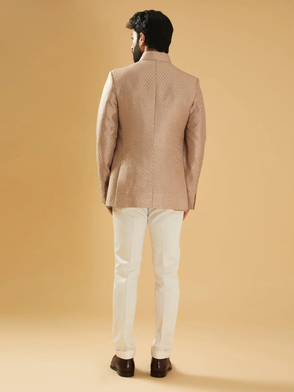 Peach Silk Bandhgala Jacket