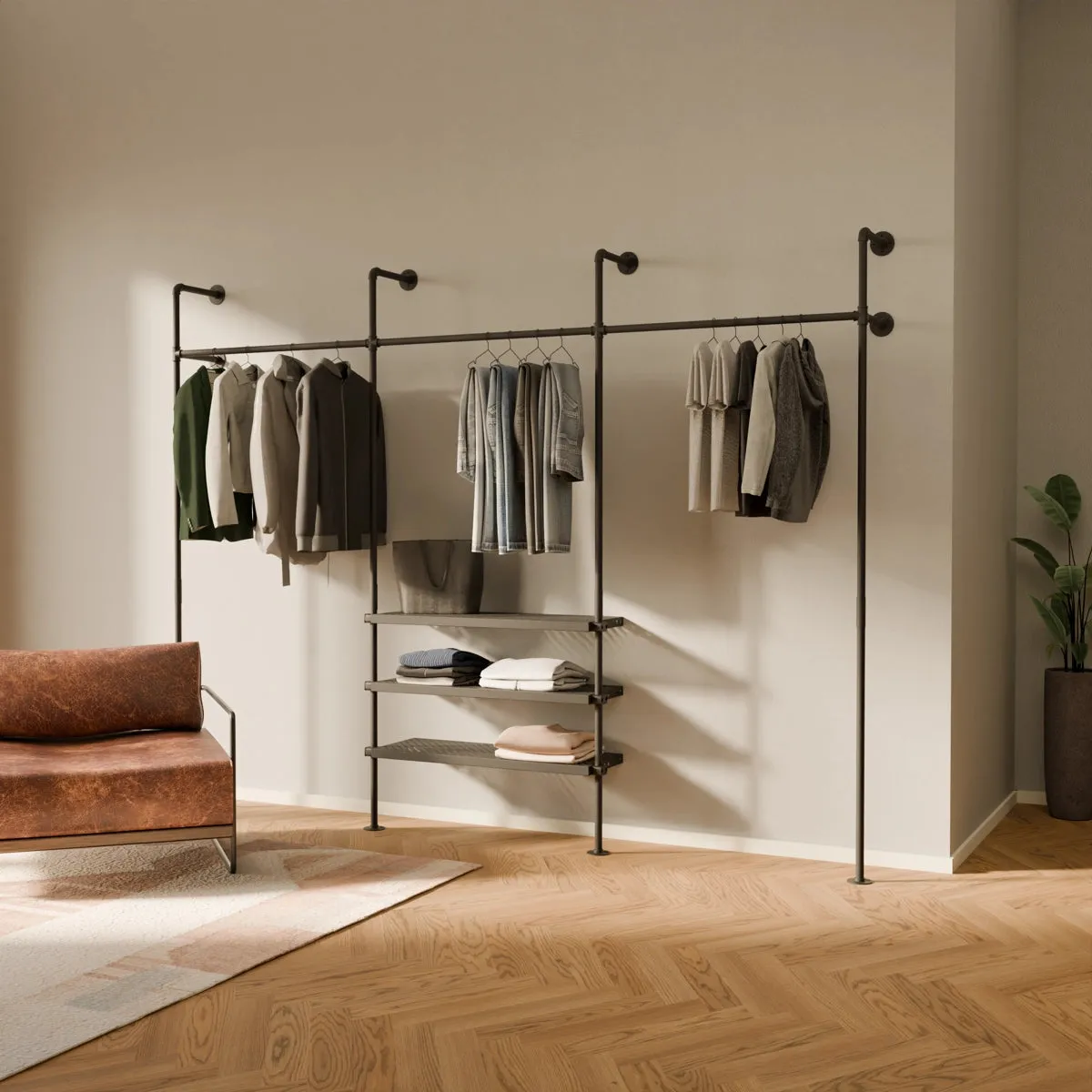 PELLE METAL – Standing closet rails industrial | industrial standing closet rails