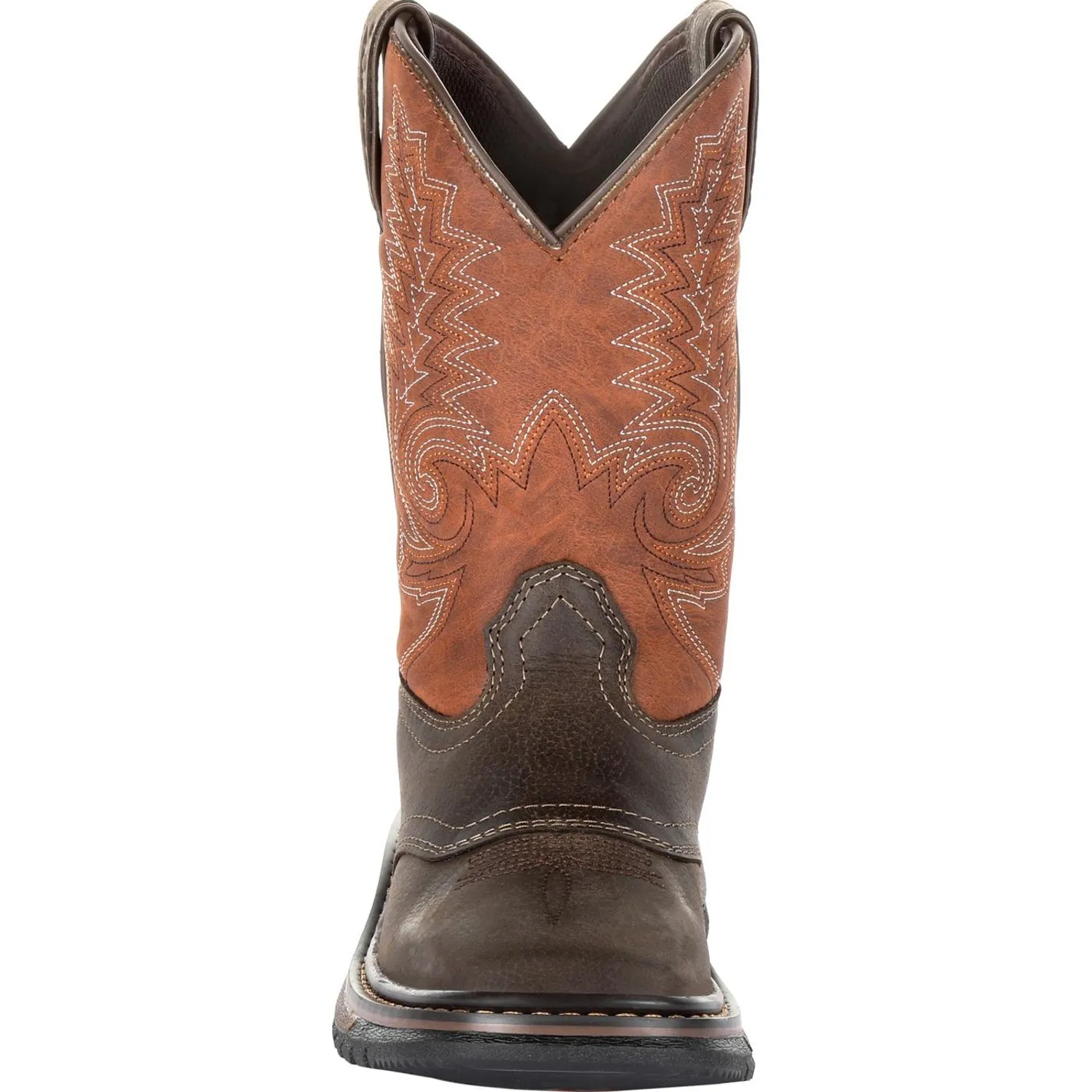 Rocky Youth Boys Chocolate/Orange Leather Ride FLX Cowboy Boots