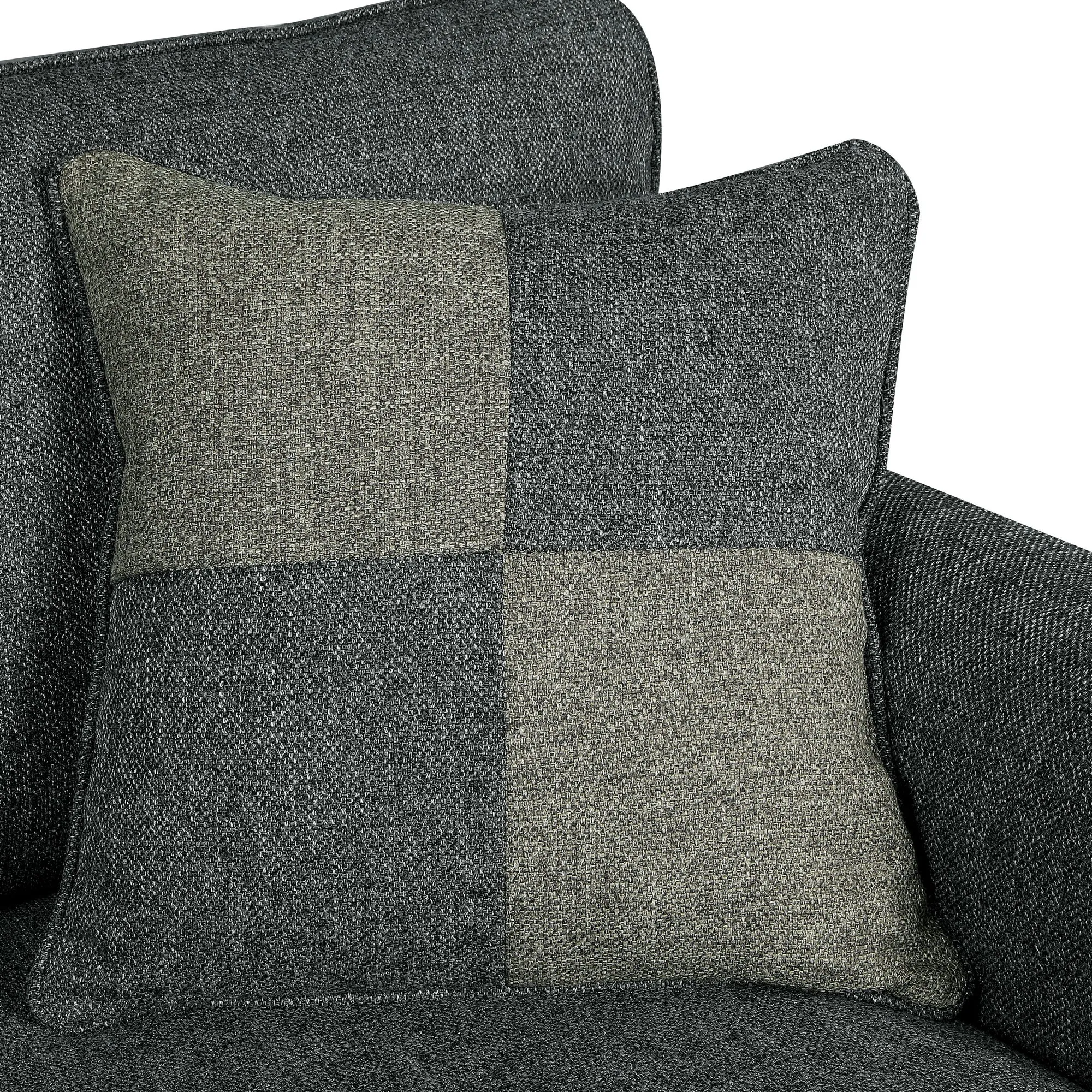 Serina Transitional Grey Linen-Like Fabric Plush Loveseat with Pillows